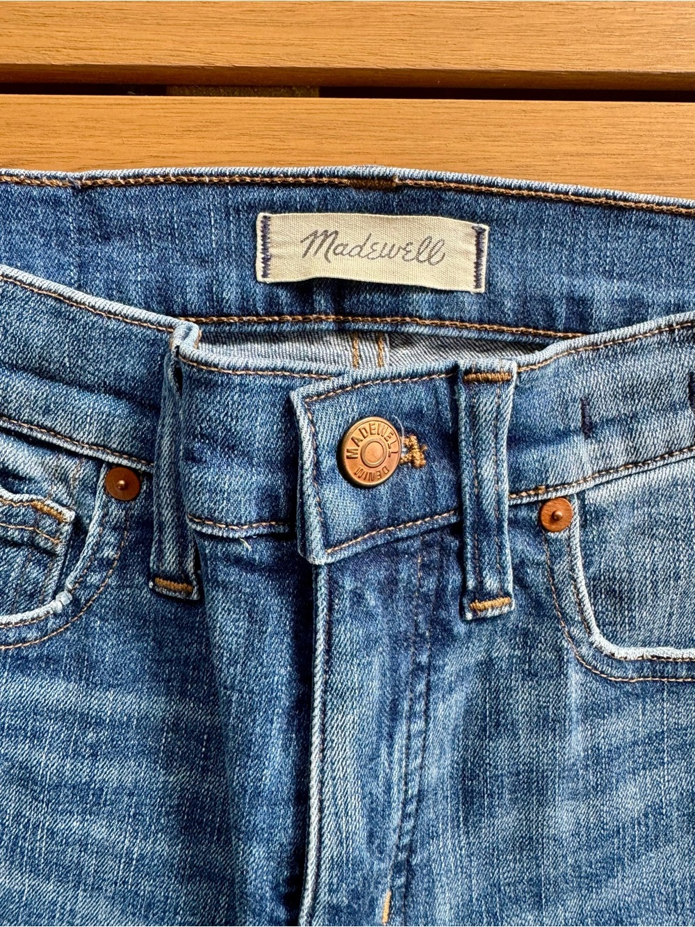 Madewell Light Blue Skinny Jeans with Knee Distress